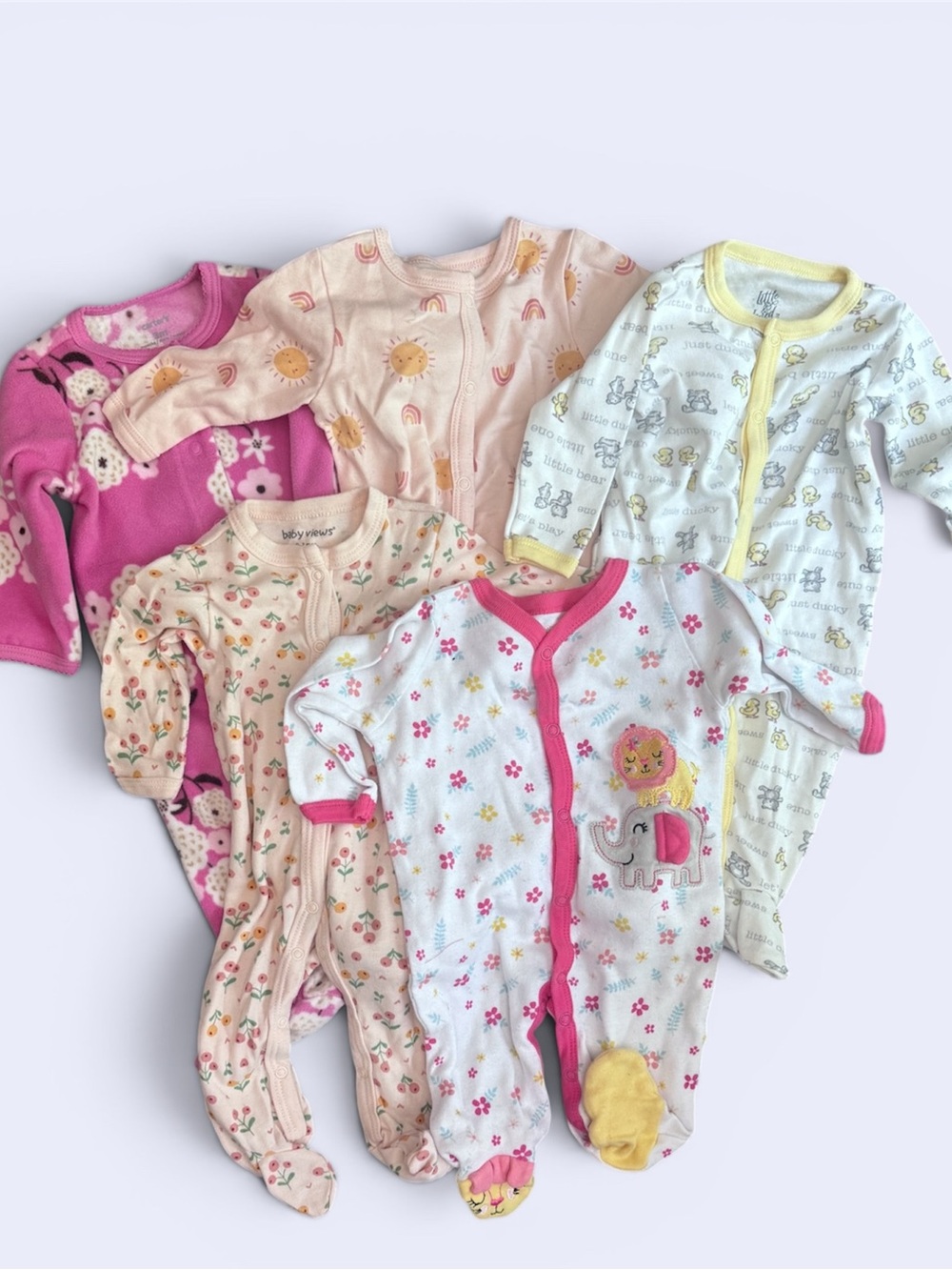 Baby Gear 0-3 Months One-Piece Footie Sleepers - Lot of 5
